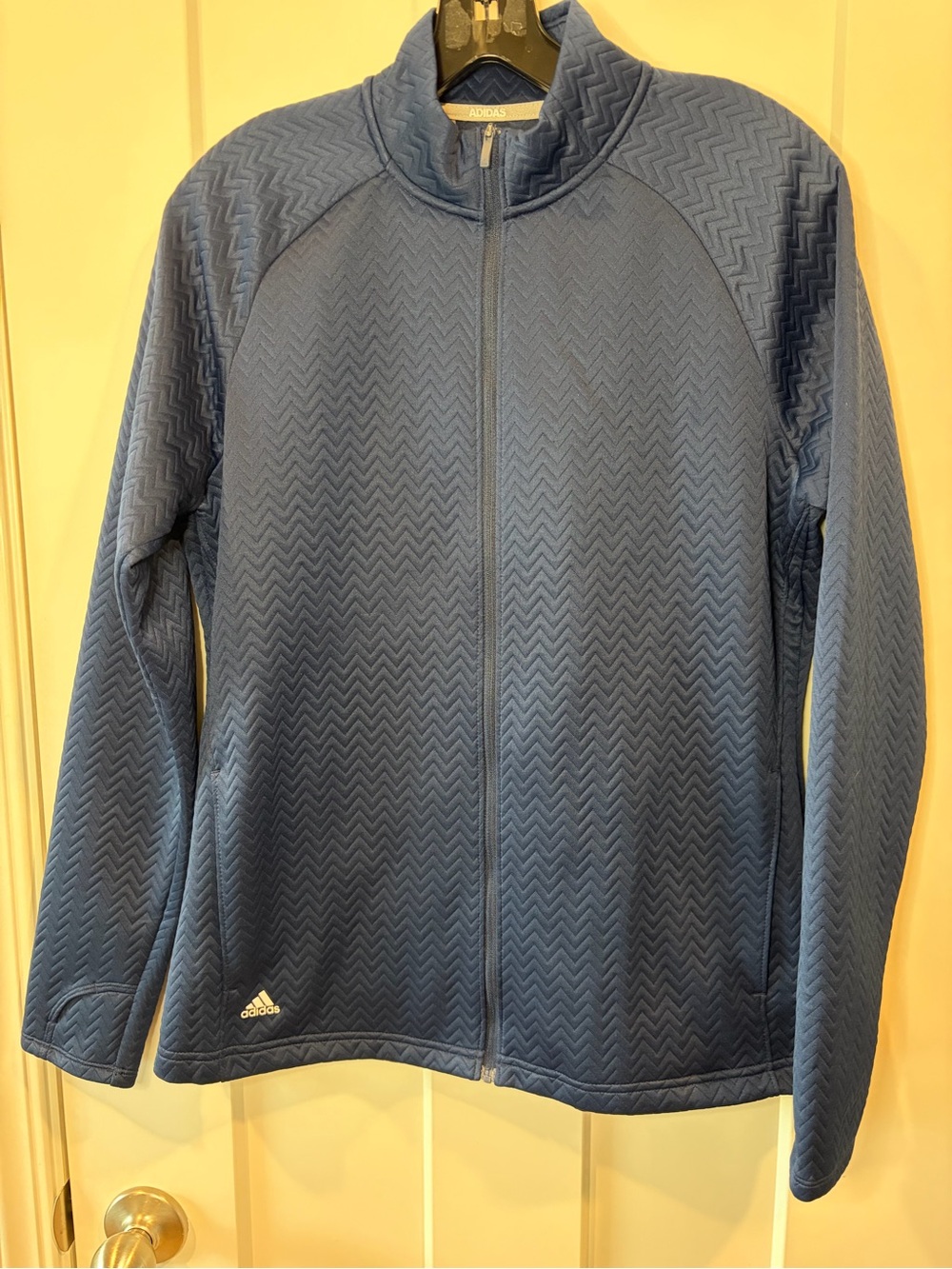 adidas Blue Zigzag-Textured Full-Zip Jacket